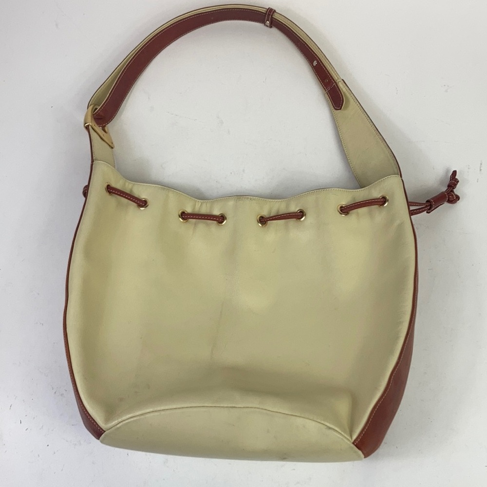 Giancarlo Macucci Womens Ivory Brown Genuine Leather Inner Pocket Shoulder Bag